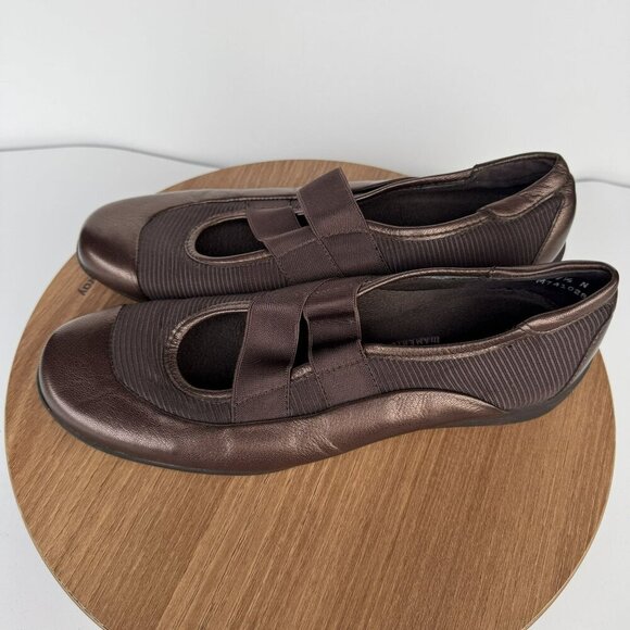 Munro Bronze Brown‎ Leather Ballet Slip-On Comfort Support Shoes 7.5N Narrow - Picture 1 of 7